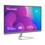 ViewSonic VX3276-4K-MHD Monitor 32" (80 cm) 4K Ultra HD 3840x2160, Panel VA, 4ms, HDR10, HDMI/DisplayPort, Altavoces, Diseño Sin Marco, Negro/Plata