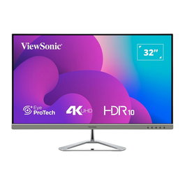 ViewSonic VX3276-4K-MHD Monitor 32" (80 cm) 4K Ultra HD 3840x2160, Panel VA, 4ms, HDR10, HDMI/DisplayPort, Altavoces, Diseño Sin Marco, Negro/Plata