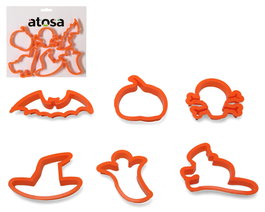 Atosa Set de 6 Cortadores de Plástico de Halloween en Formas Variadas