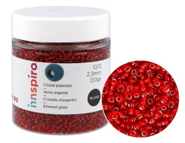 Innspiro Rocalla de Vidrio Redonda Plateado Burdeos 2,3mm 120g