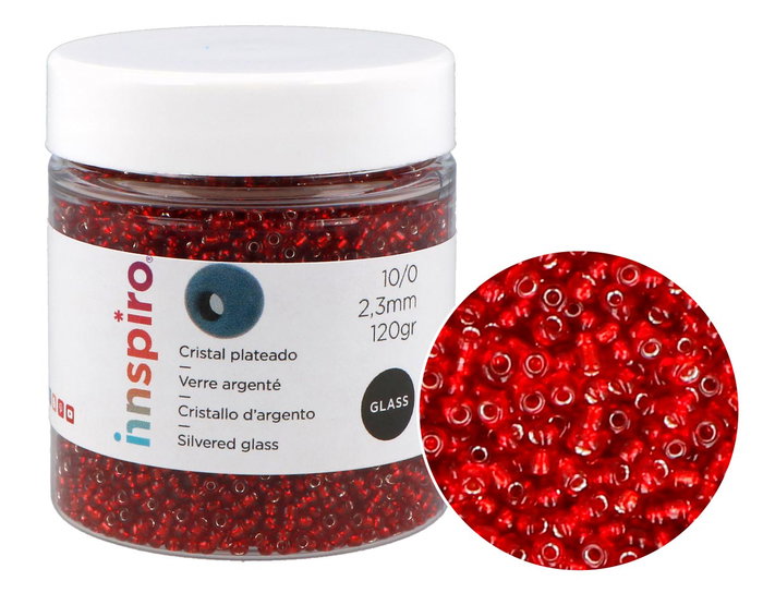 Innspiro Rocalla de Vidrio Redonda Plateado Burdeos 2,3mm 120g Innspiro Rocalla de Vidrio Redonda Plateado Burdeos 2,3mm 120g