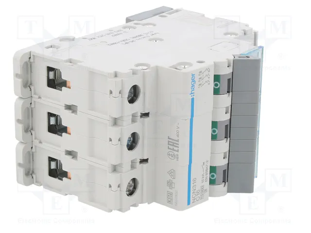 HAGER Interruptor Magnetotérmico NCN 3 Polos 16A 10kA HAGER Interruptor Magnetotérmico NCN 3 Polos 16A 10kA