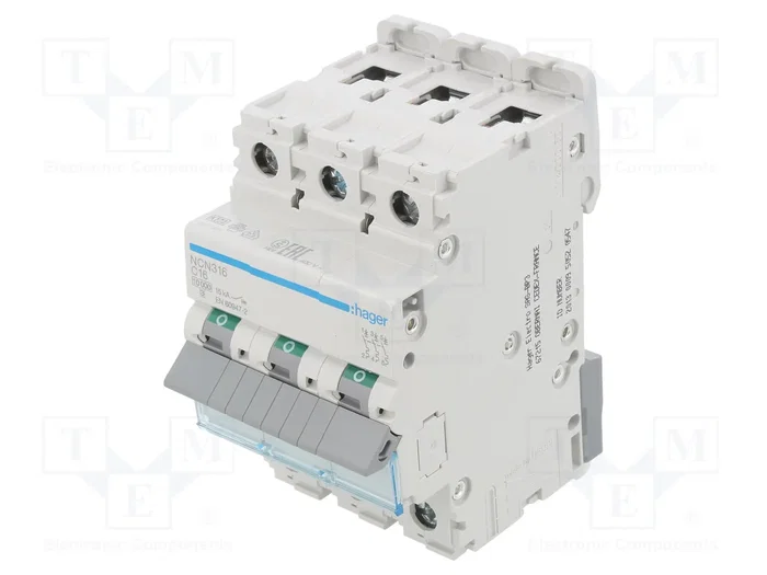 HAGER Interruptor Magnetotérmico NCN 3 Polos 16A 10kA HAGER Interruptor Magnetotérmico NCN 3 Polos 16A 10kA