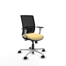 PIQUERAS Y CRESPO Silla de oficina Yunquera con mecanismo Sincro/Traslack, Crema y Negro