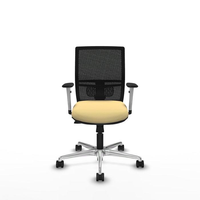 PIQUERAS Y CRESPO Silla de oficina Yunquera con mecanismo Sincro/Traslack, Crema y Negro