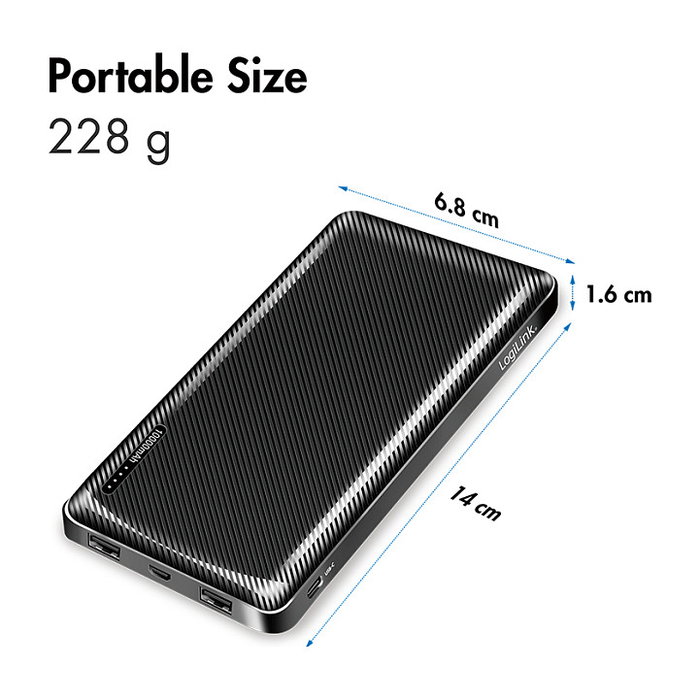 LogiLink Mobile Power Bank 10.000 mAh LiPo Negro