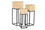 DKD Home Decor Macetero Scandi Natural Negro Metal Bambú 28 x 80 x 28 cm Set de 3