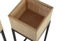 DKD Home Decor Macetero Scandi Natural Negro Metal Bambú 28 x 80 x 28 cm Set de 3