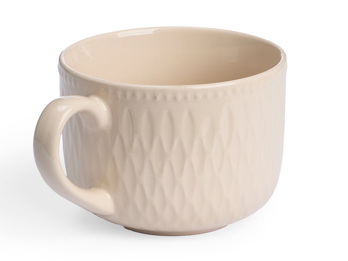 Vessia Tazón para Desayuno, 560 ml, Cerámica, 2 Colores Surtidos (Beige y Gris), Dimensiones 16x12x9 cm (Set de 24)