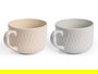 Vessia Tazón para Desayuno, 560 ml, Cerámica, 2 Colores Surtidos (Beige y Gris), Dimensiones 16x12x9 cm (Set de 24)