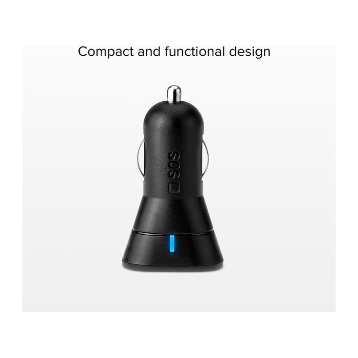 SBS Cargador de coche 12W 2x USB-A 2,4A Negro SBS Cargador de coche 12W 2x USB-A 2,4A Negro