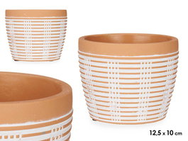 Ibergarden Maceta Terracota Rayada Redonda 12.5 cm x 10 cm (Set de 12)