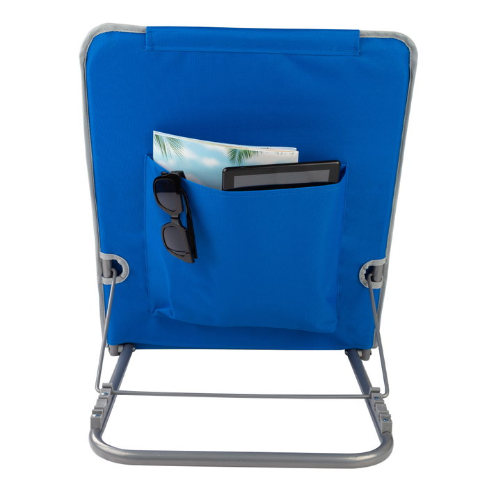 Aktive Esterilla de playa plegable con respaldo reclinable, cojín y bolsillo azul