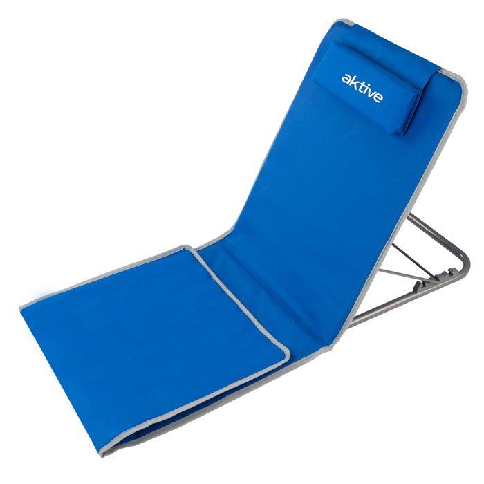 Aktive Esterilla de playa plegable con respaldo reclinable, cojín y bolsillo azul