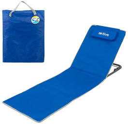 Aktive Esterilla de playa plegable con respaldo reclinable, cojín y bolsillo azul
