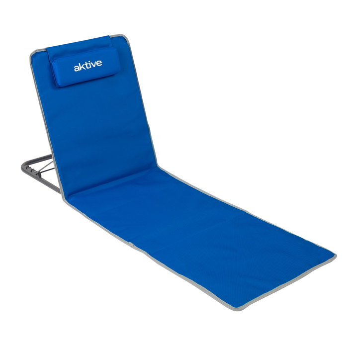 Aktive Esterilla de playa plegable con respaldo reclinable, cojín y bolsillo azul