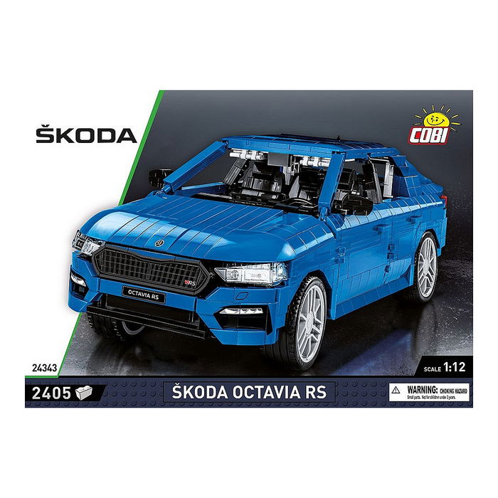 Cobi Skoda Octavia RS Kit de Construcción, 2405 Piezas, Escala 1:12, Modelo 385x165x125 mm, para Mayores de 10 Años, Color Negro y Azul
