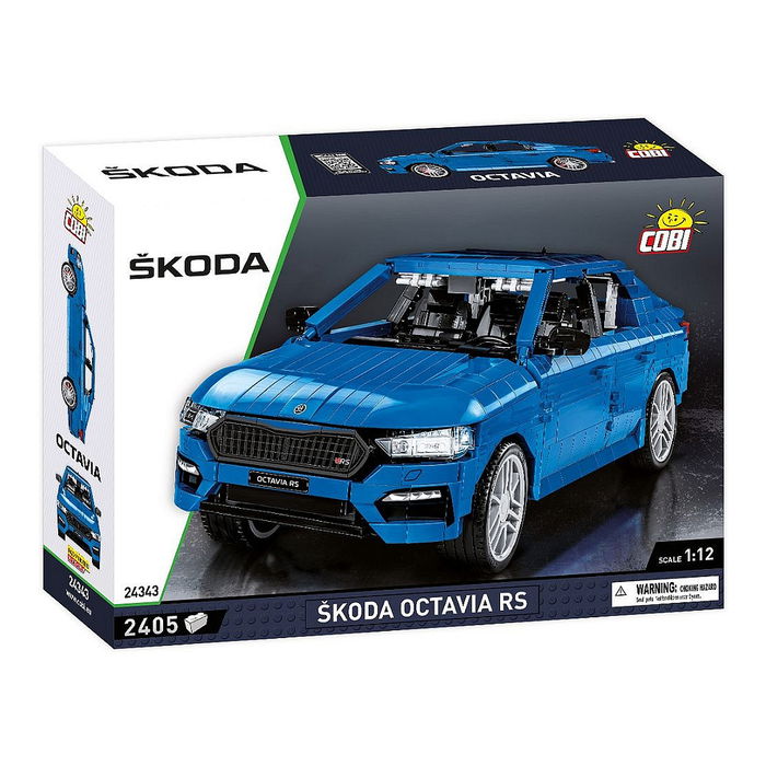 Cobi Skoda Octavia RS Kit de Construcción, 2405 Piezas, Escala 1:12, Modelo 385x165x125 mm, para Mayores de 10 Años, Color Negro y Azul