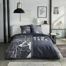 Today JAVA Juego de cama 240x220 cm Estampado New York Negro