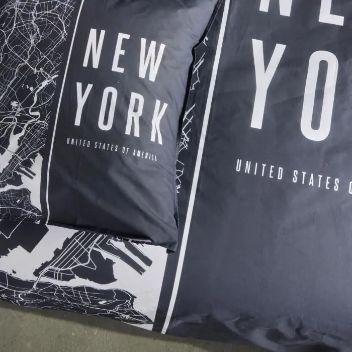 Today TOD3574641268619 Juego de Cama para 2 Personas 240x220 cm Algodón Estampado New York Negro