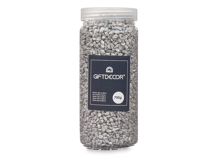 GIFTDECOR Bote de Piedra 2-5 mm Metalizada 700g Plata