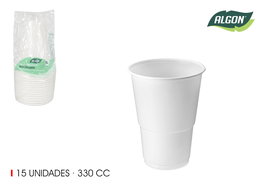 Algon Set-15 Vaso Blanco 330 Cc - Dimensiones: 8,3 cm (ancho) x 11 cm (alto) x 8,3 cm (largo) (24 Unidades)
