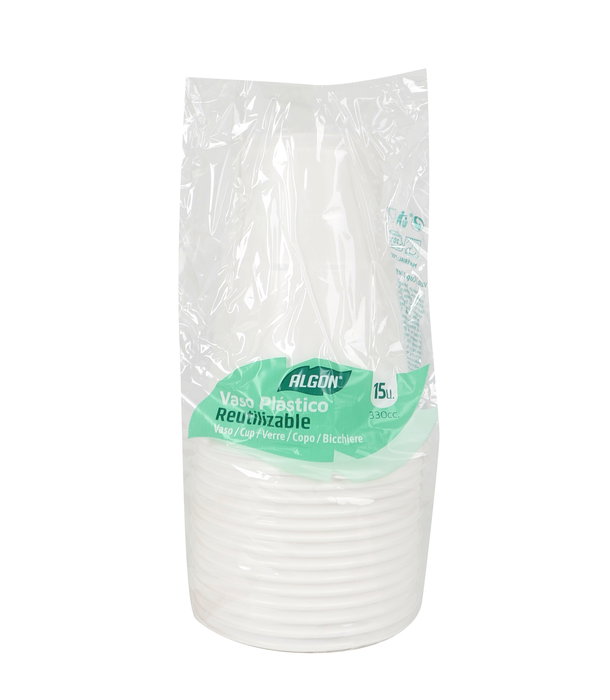 Algon Set-15 Vaso Blanco 330 Cc - Dimensiones: 8,3 cm (ancho) x 11 cm (alto) x 8,3 cm (largo) (24 Unidades)
