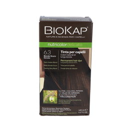 BIOKAP Tinte Rubio Dorado Oscuro 6.30 Delicato 140 ml - Tinte Permanente para Cubrir Canas con Proteínas Vegetales y Aceite de Argán - Nutre y Repara el Cabello