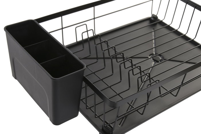 DKD Home Decor Escurreplatos de Metal y PP con Desagüe, Negro DKD Home Decor Escurreplatos de Metal y PP con Desagüe, Negro