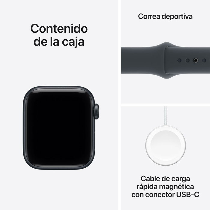 Apple Watch SE 3 GPS 40mm Aluminio Medianoche Correa Deportiva Negra M/L