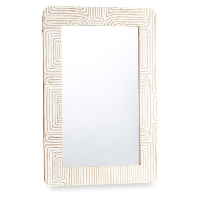 Giftdecor Espejo de pared con curvas 60 x 90 cm Blanco y Marrón