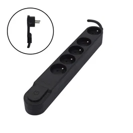 Chacon Regleta de 5 tomas con interruptor y enchufe plano, negra