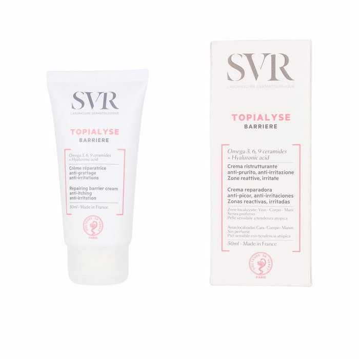 SVR Laboratoire Dermatologique TOPIALYSE Crème Barrière 50 ml - Crema Reparadora para Piel Atópica y Sensible con Ácido Hialurónico - Hidratante Corporal