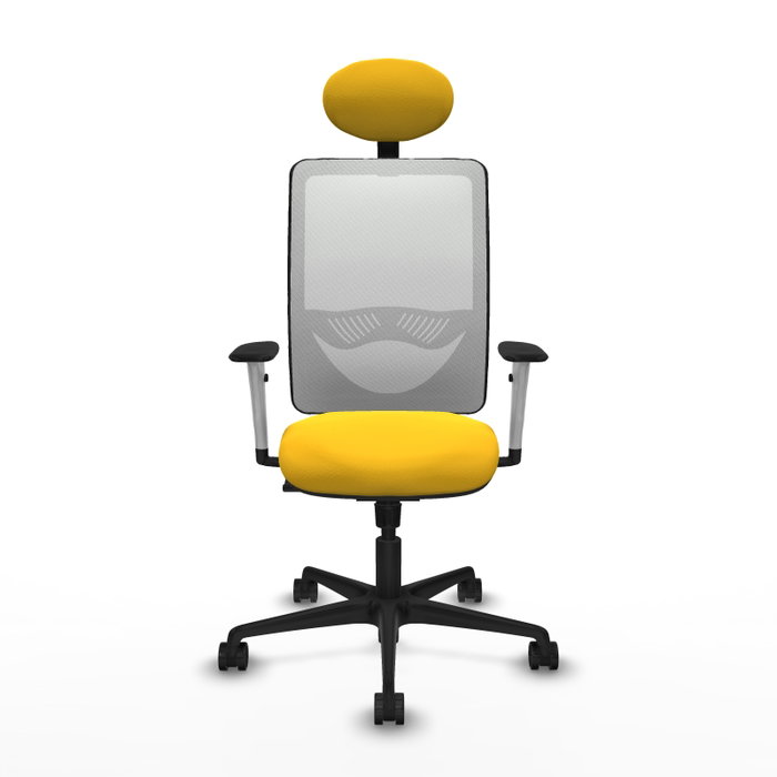 PIQUERAS Y CRESPO Silla de oficina Zulema con mecanismo Sincro, Similpiel Amarillo y Malla Blanco PIQUERAS Y CRESPO Silla de oficina Zulema con mecanismo Sincro, Similpiel Amarillo y Malla Blanco