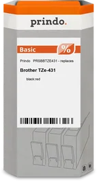 Prindo Cinta mecanográfica Negro sobre rojo PRSBBTZE431 Basic
