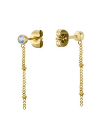Rosefield Pendientes Chain stud con Crystal Dorado