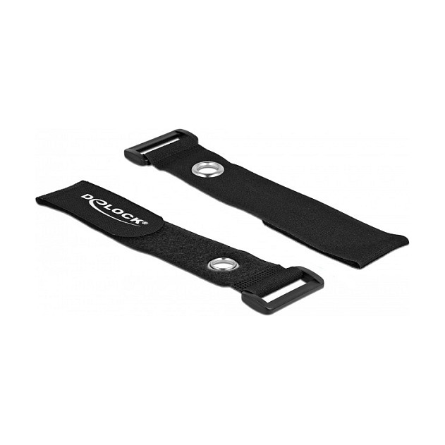 DeLOCK Bridas de cable con lazo y ojal de sujeción 190 x 25 mm negro 5 unidades