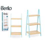 BERILO Estantería Escalera 3 Estantes Bambú Azul