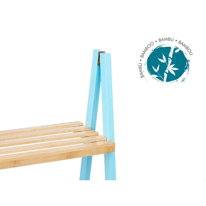 BERILO Estantería Escalera 3 Estantes Bambú Azul