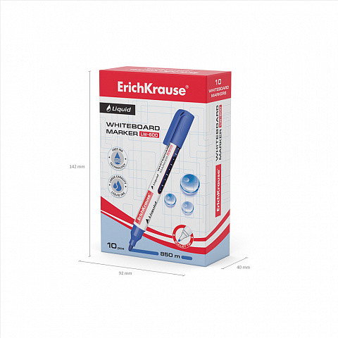 Marcador Pizarra Blanca con Tinta Líquida Liquid Lw-600, Tinta Color Azul ERICH KRAUSE 48775 10 unidades