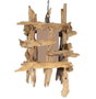 DKD Home Decor Lámpara de Techo de Raíz de Teca Reciclada y Lino