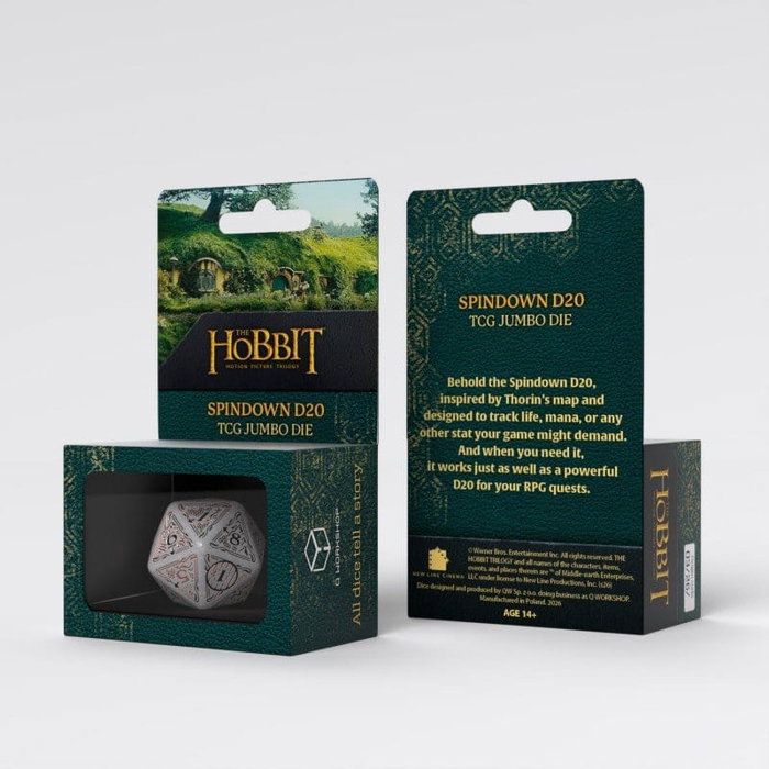 Q Workshop El Hobbit Spindown Jumbo Dado Radiant TCG D20 Blanco