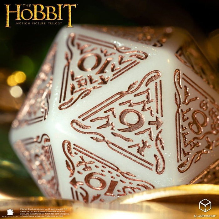Q Workshop El Hobbit Spindown Jumbo Dado Radiant TCG D20 Blanco