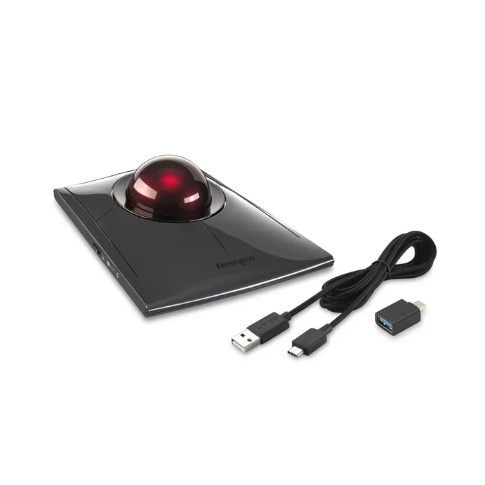 Kensington SlimBlade Pro K72080WW Trackball Inalámbrico y con Cable, Bluetooth + RF 2.4GHz, Ambidiestro, 1600 DPI, Bola 55mm, Recargable, para Windows/macOS, Negro