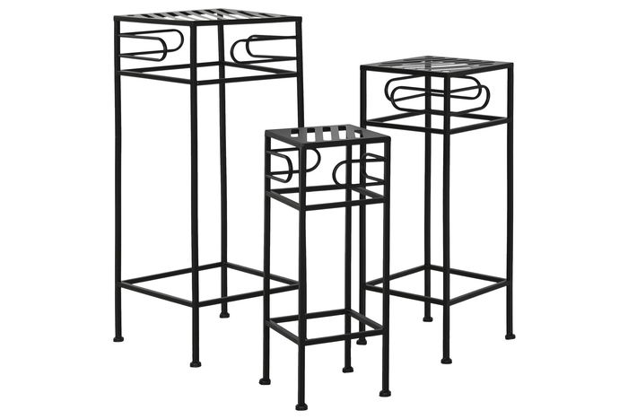 DKD Home Decor Mesita Auxiliar Loft Negro Metal 28 x 70 x 28 cm Set de 3 (2 Unidades)