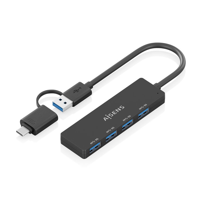 AISENS - HUB USB 3.1 USB-C USB-A, USB-C/M+USB-A/M-4xTIPO A/H, NEGRO, 15CM AISENS - HUB USB 3.1 USB-C USB-A, USB-C/M+USB-A/M-4xTIPO A/H, NEGRO, 15CM