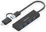 Aisens Hub USB 3.1 con Conexión Dual USB-C y USB-A, 4 Puertos USB 3.0, Negro