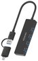 Aisens Hub USB 3.1 con Conexión Dual USB-C y USB-A, 4 Puertos USB 3.0, Negro