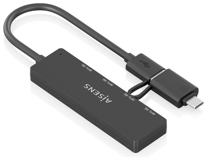 Aisens Hub USB 3.1 con Conexión Dual USB-C y USB-A, 4 Puertos USB 3.0, Negro Aisens Hub USB 3.1 con Conexión Dual USB-C y USB-A, 4 Puertos USB 3.0, Negro