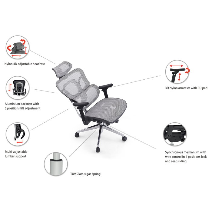 EQUIP 651052 Silla de Oficina Ergonómica con Reposacabezas y Reposabrazos Ajustables 3D, Malla, Color Negro y Azul EQUIP 651052 Silla de Oficina Ergonómica con Reposacabezas y Reposabrazos Ajustables 3D, Malla, Color Negro y Azul